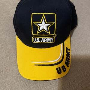 U.S. Army Strong Baseball Cap Black & Yellow Star Logo Adjustable Made in USA